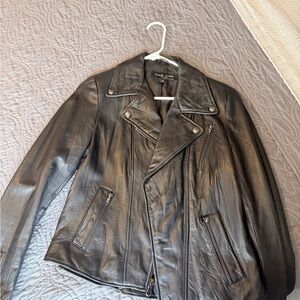 Black Rivet Classic Black Leather Jacket